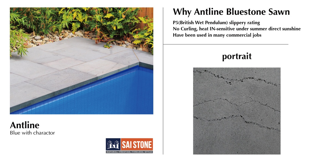 Antline Bluestone Coping 600x400x30 Bevelled  Sawn