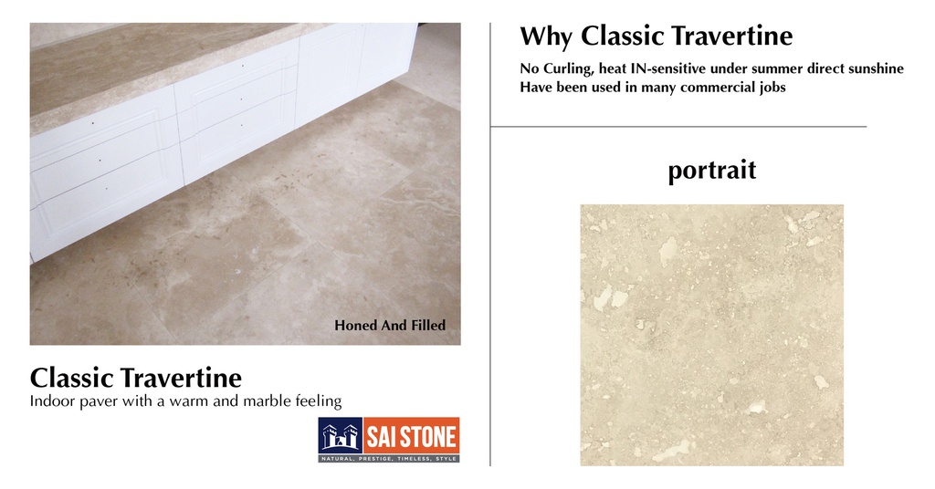 Paver Classic Travertine 610x305x12 Honed and Filled