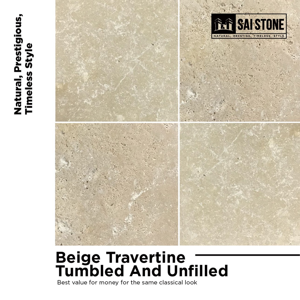Beige Travertine 610x406x30 Tumbled and Unfilled
